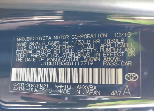 Photo 8 VIN: JTDKDTB34G1117719 - TOYOTA PRIUS C 