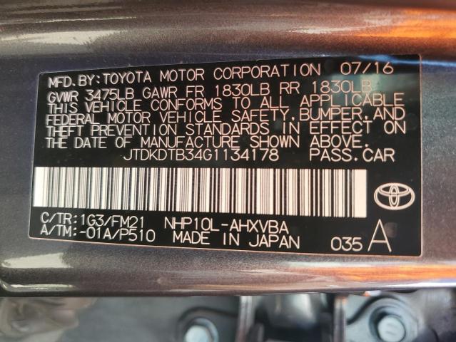 Photo 12 VIN: JTDKDTB34G1134178 - TOYOTA PRIUS C 