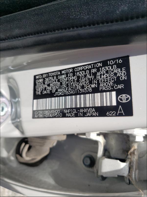 Photo 9 VIN: JTDKDTB34G1139378 - TOYOTA PRIUS C 