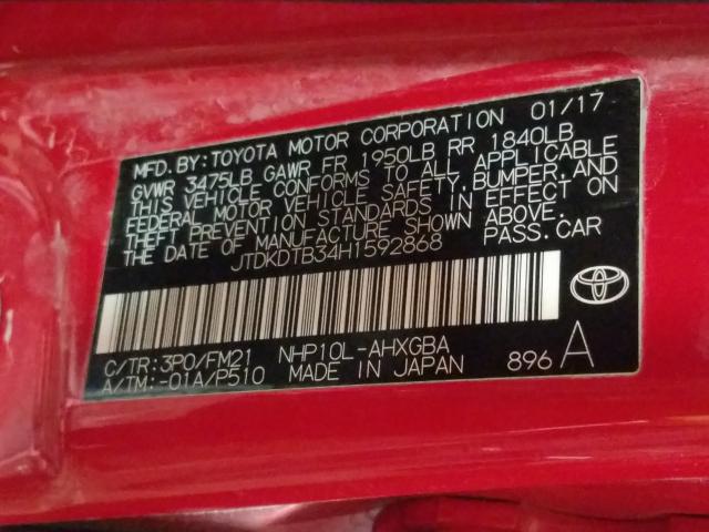 Photo 9 VIN: JTDKDTB34H1592868 - TOYOTA PRIUS C 