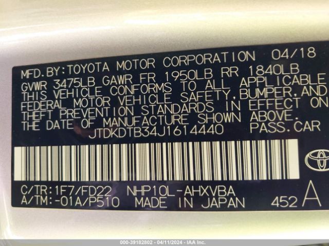 Photo 8 VIN: JTDKDTB34J1614440 - TOYOTA PRIUS C 