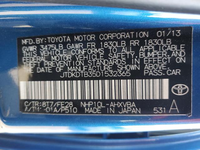 Photo 12 VIN: JTDKDTB35D1532365 - TOYOTA PRIUS C 