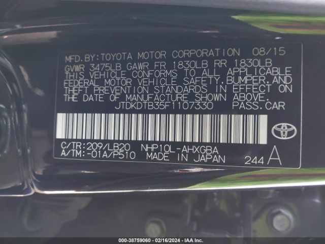 Photo 8 VIN: JTDKDTB35F1107330 - TOYOTA PRIUS C 