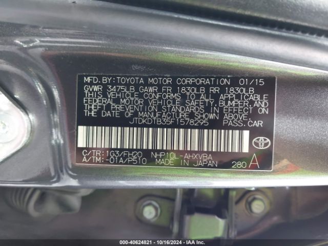 Photo 8 VIN: JTDKDTB35F1578295 - TOYOTA PRIUS C 