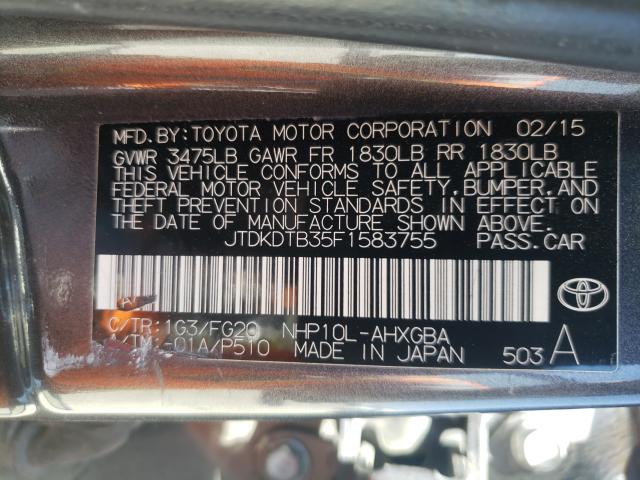 Photo 9 VIN: JTDKDTB35F1583755 - TOYOTA PRIUS C 