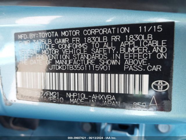 Photo 8 VIN: JTDKDTB35G1115901 - TOYOTA PRIUS C 