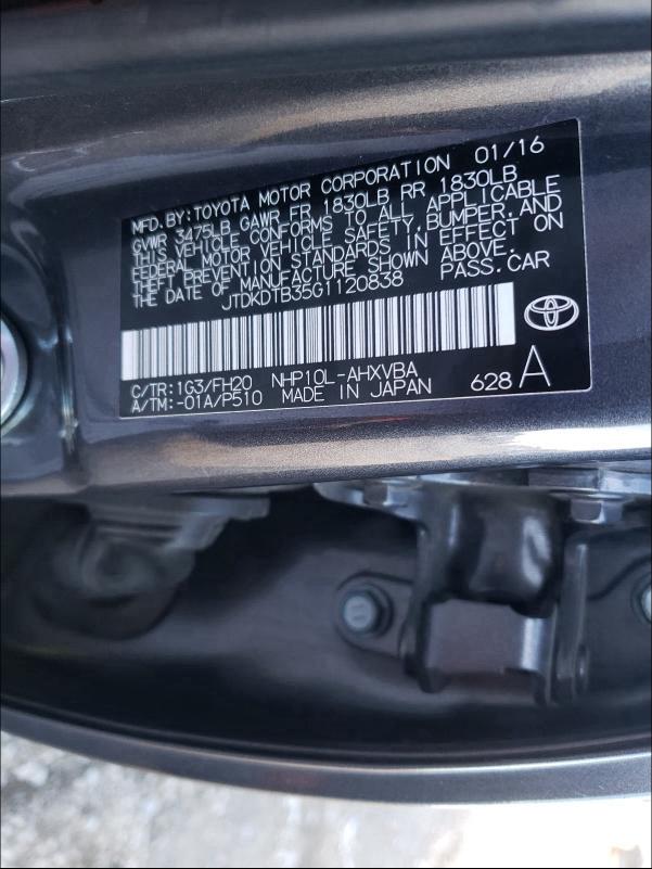 Photo 9 VIN: JTDKDTB35G1120838 - TOYOTA PRIUS C 