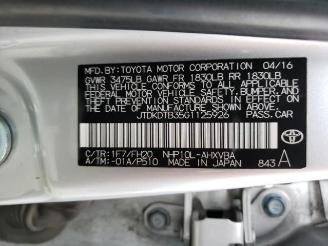 Photo 12 VIN: JTDKDTB35G1125926 - TOYOTA PRIUS C 