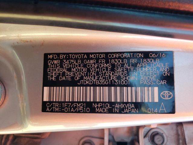 Photo 11 VIN: JTDKDTB35G1131001 - TOYOTA PRIUS C 