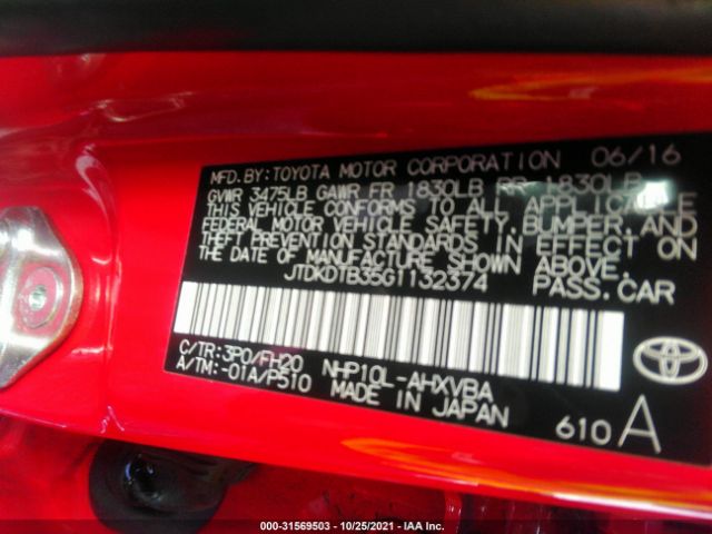 Photo 8 VIN: JTDKDTB35G1132374 - TOYOTA PRIUS C 