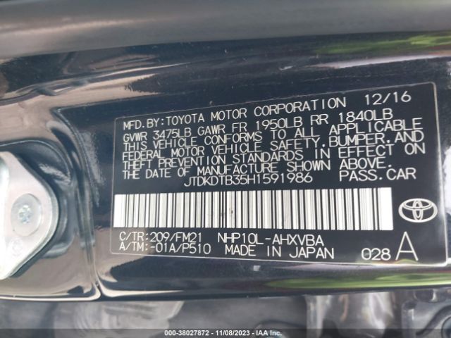 Photo 8 VIN: JTDKDTB35H1591986 - TOYOTA PRIUS C 