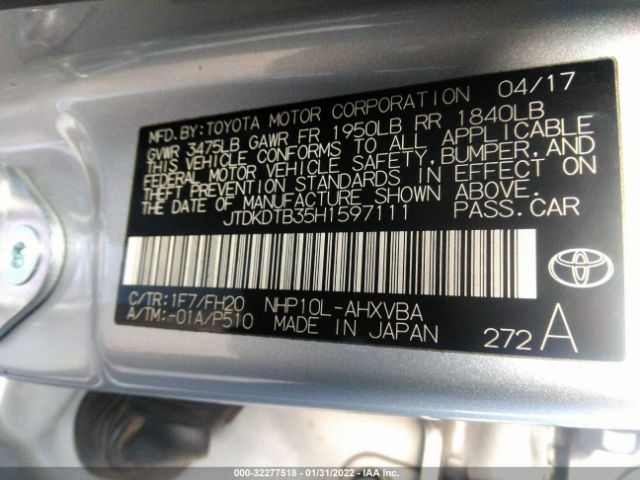 Photo 8 VIN: JTDKDTB35H1597111 - TOYOTA PRIUS C 