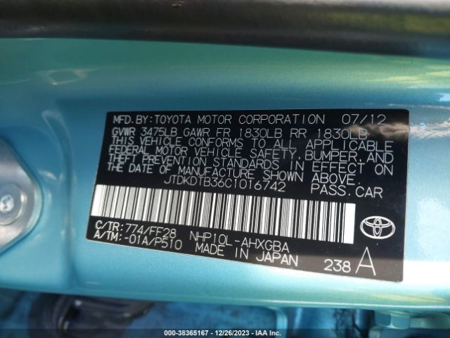 Photo 8 VIN: JTDKDTB36C1016742 - TOYOTA PRIUS C 