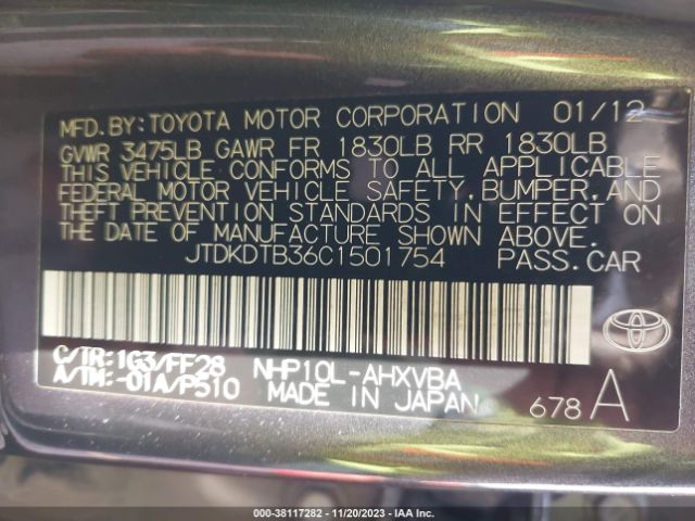 Photo 8 VIN: JTDKDTB36C1501754 - TOYOTA PRIUS C 