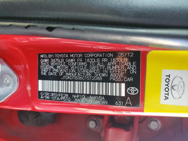 Photo 11 VIN: JTDKDTB36C1512088 - TOYOTA PRIUS C 