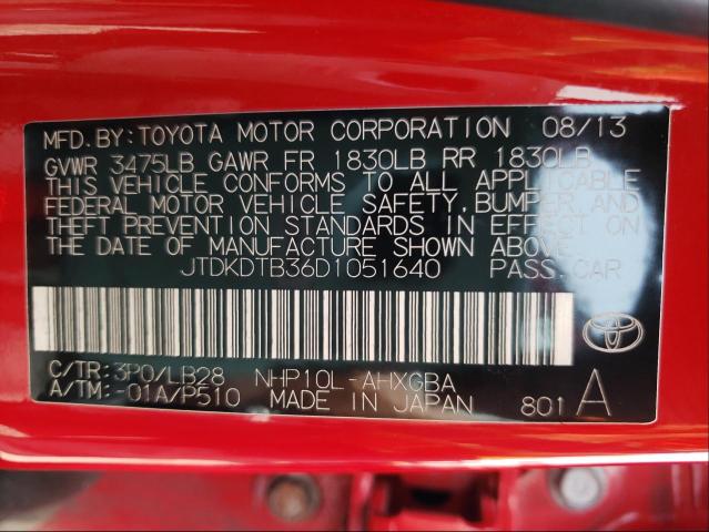 Photo 9 VIN: JTDKDTB36D1051640 - TOYOTA PRIUS C 