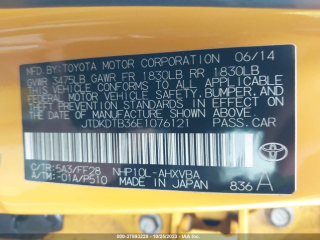 Photo 8 VIN: JTDKDTB36E1076121 - TOYOTA PRIUS C 