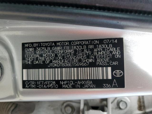 Photo 11 VIN: JTDKDTB36E1569667 - TOYOTA PRIUS C 