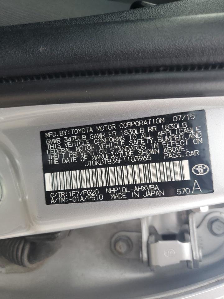 Photo 12 VIN: JTDKDTB36F1103965 - TOYOTA PRIUS 