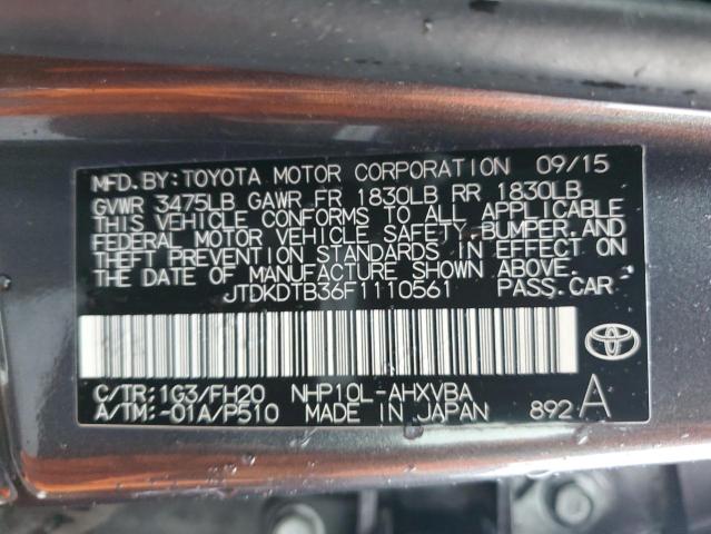 Photo 11 VIN: JTDKDTB36F1110561 - TOYOTA PRIUS C 