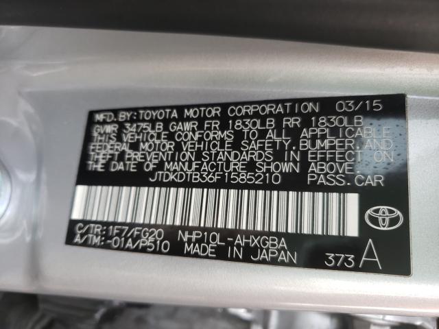 Photo 9 VIN: JTDKDTB36F1585210 - TOYOTA PRIUS C 