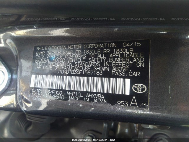 Photo 8 VIN: JTDKDTB36F1587183 - TOYOTA PRIUS C 