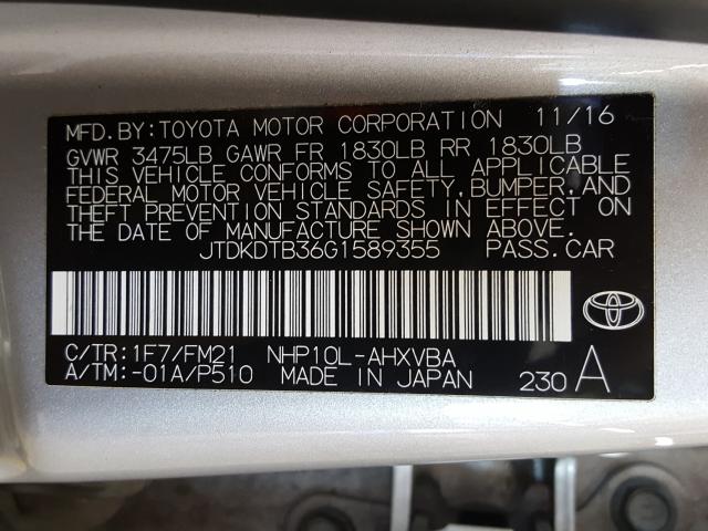 Photo 9 VIN: JTDKDTB36G1589355 - TOYOTA PRIUS C 