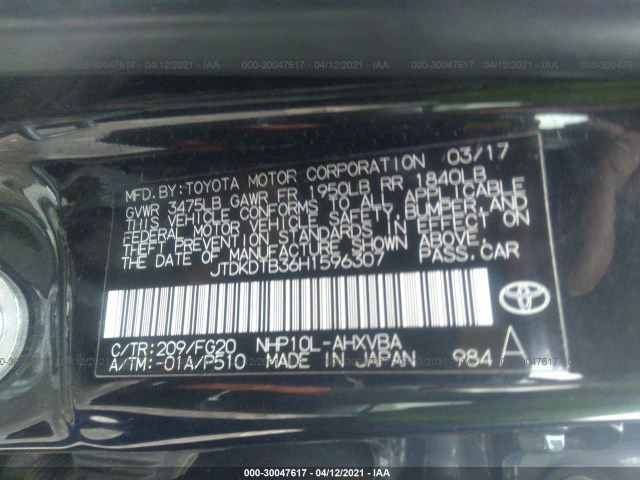 Photo 8 VIN: JTDKDTB36H1596307 - TOYOTA PRIUS C 