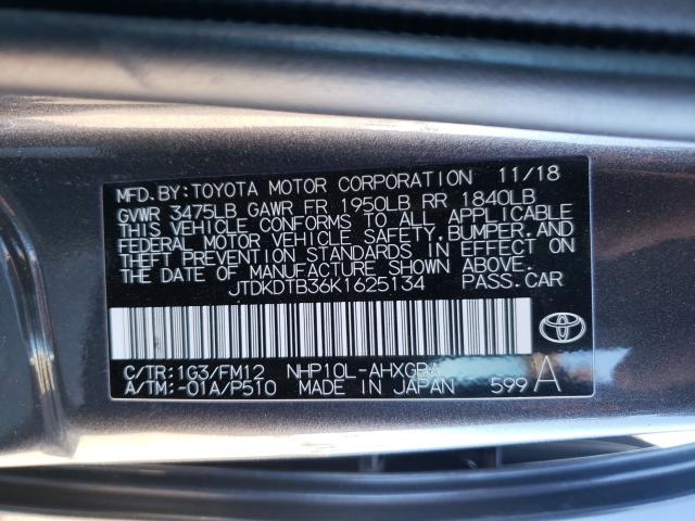 Photo 9 VIN: JTDKDTB36K1625134 - TOYOTA PRIUS C 