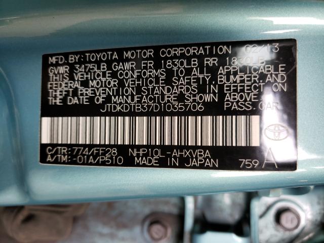 Photo 9 VIN: JTDKDTB37D1035706 - TOYOTA PRIUS C 