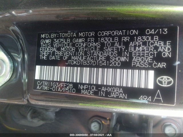 Photo 8 VIN: JTDKDTB37D1541200 - TOYOTA PRIUS C 