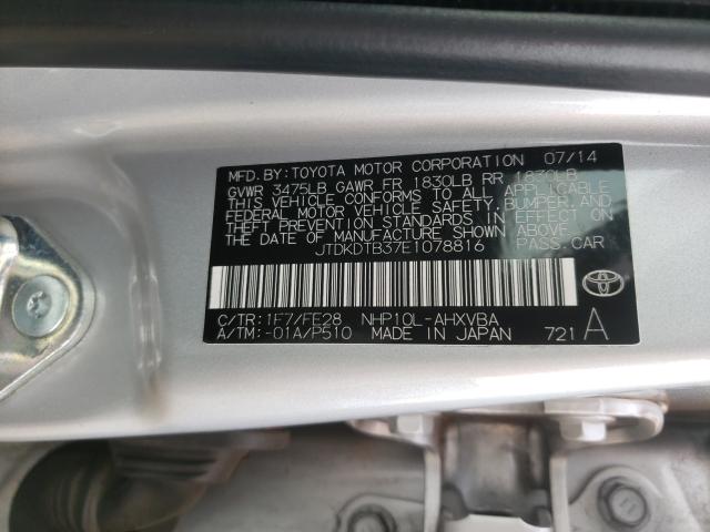 Photo 9 VIN: JTDKDTB37E1078816 - TOYOTA PRIUS C 