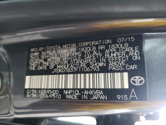 Photo 9 VIN: JTDKDTB37F1106793 - TOYOTA PRIUS C 