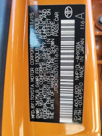 Photo 12 VIN: JTDKDTB37G1116757 - TOYOTA PRIUS C 