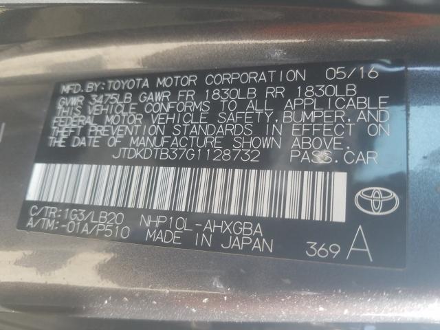 Photo 9 VIN: JTDKDTB37G1128732 - TOYOTA PRIUS C 