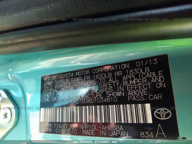 Photo 8 VIN: JTDKDTB38D1034810 - TOYOTA PRIUS C 