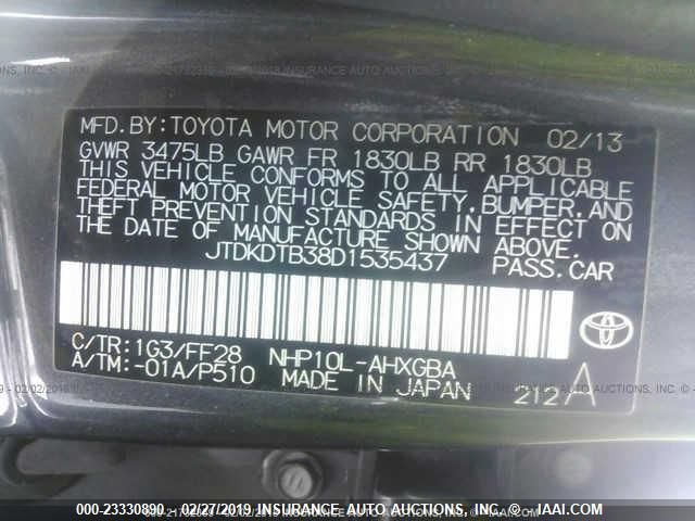 Photo 8 VIN: JTDKDTB38D1535437 - TOYOTA PRIUS C 