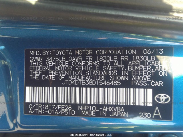 Photo 8 VIN: JTDKDTB38D1546485 - TOYOTA PRIUS C 