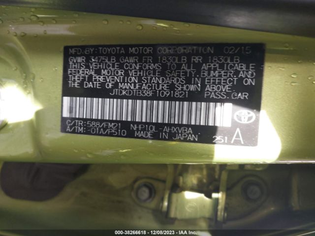 Photo 8 VIN: JTDKDTB38F1091821 - TOYOTA PRIUS C 