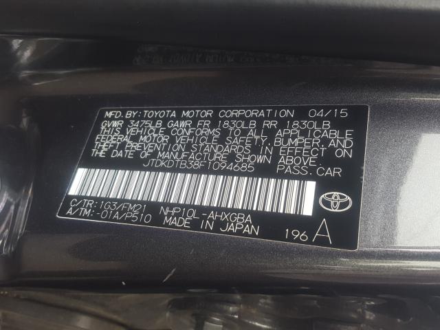 Photo 9 VIN: JTDKDTB38F1094685 - TOYOTA PRIUS C 