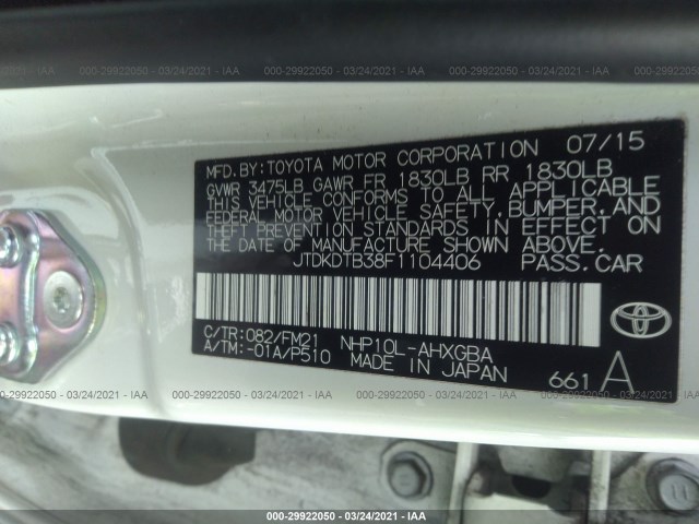 Photo 8 VIN: JTDKDTB38F1104406 - TOYOTA PRIUS C 