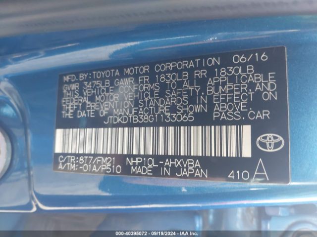 Photo 8 VIN: JTDKDTB38G1133065 - TOYOTA PRIUS C 