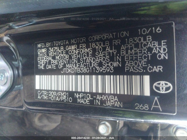 Photo 8 VIN: JTDKDTB38G1139593 - TOYOTA PRIUS C 