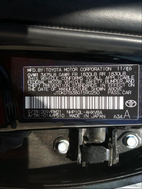 Photo 9 VIN: JTDKDTB38G1590250 - TOYOTA PRIUS C 