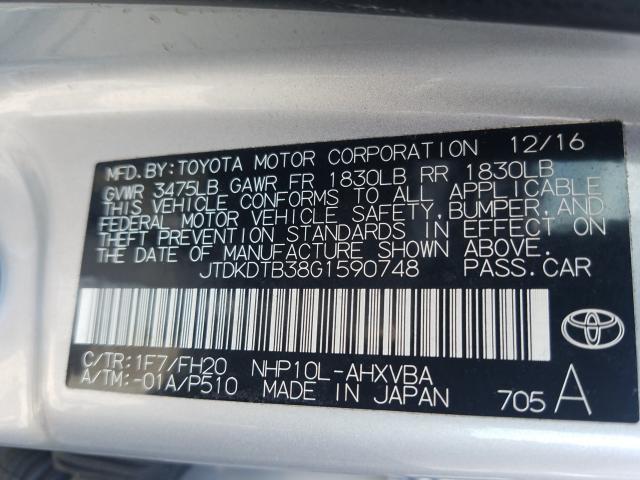 Photo 9 VIN: JTDKDTB38G1590748 - TOYOTA PRIUS C 