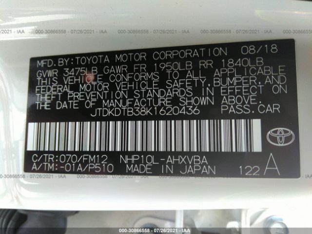 Photo 8 VIN: JTDKDTB38K1620436 - TOYOTA PRIUS C 