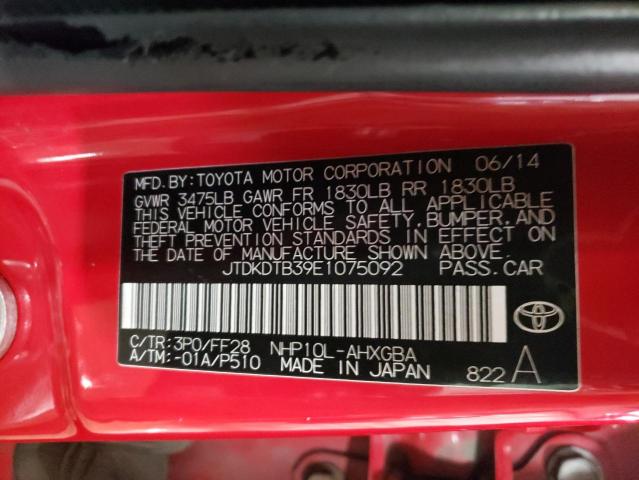 Photo 9 VIN: JTDKDTB39E1075092 - TOYOTA PRIUS C 