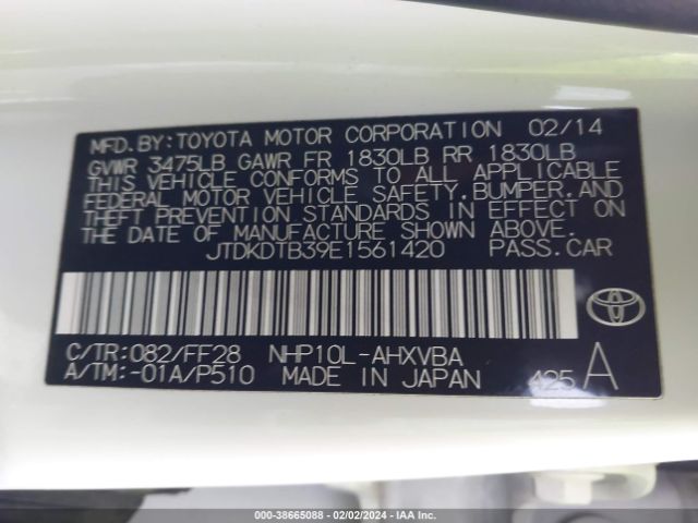 Photo 8 VIN: JTDKDTB39E1561420 - TOYOTA PRIUS C 