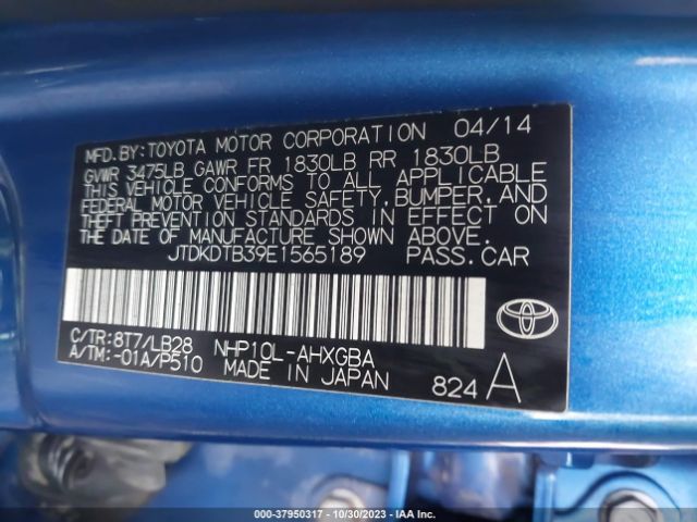 Photo 8 VIN: JTDKDTB39E1565189 - TOYOTA PRIUS C 