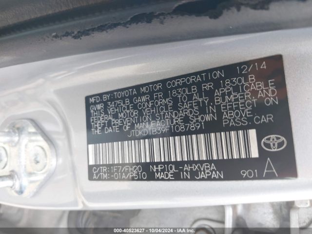 Photo 8 VIN: JTDKDTB39F1087891 - TOYOTA PRIUS C 